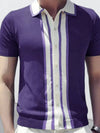 Men's Striped Contrast Knit Polo – Classic & Stylish